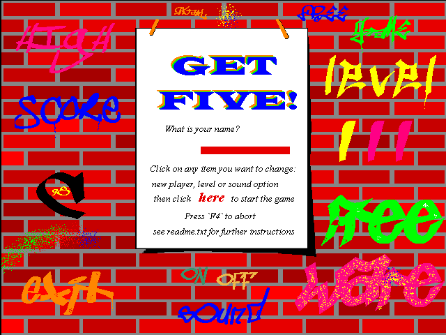 Title screen of Get 5