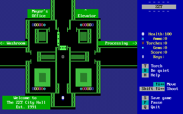 Gameplay of ZZT's City