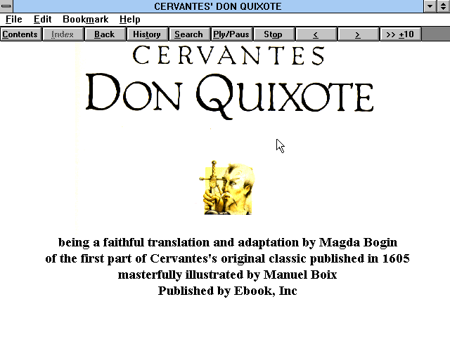Title screen of Don Quixote: A Multimedia Storybook