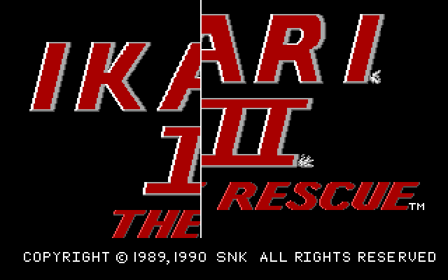 Title screen of Ikari III: The Rescue