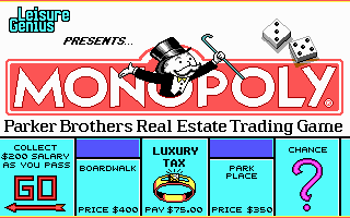 Title screen of Leisure Genius presents Monopoly