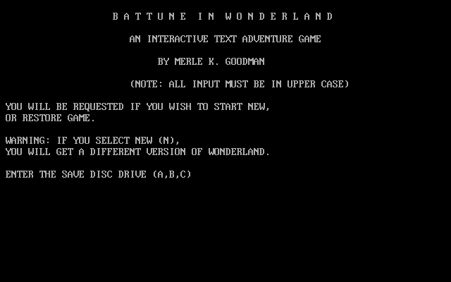Title screen of Battune in Wonderland