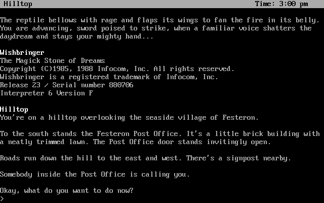 Title screen of Wishbringer