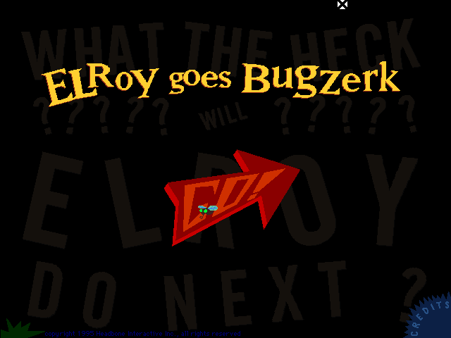 Title screen of Elroy Goes Bugzerk