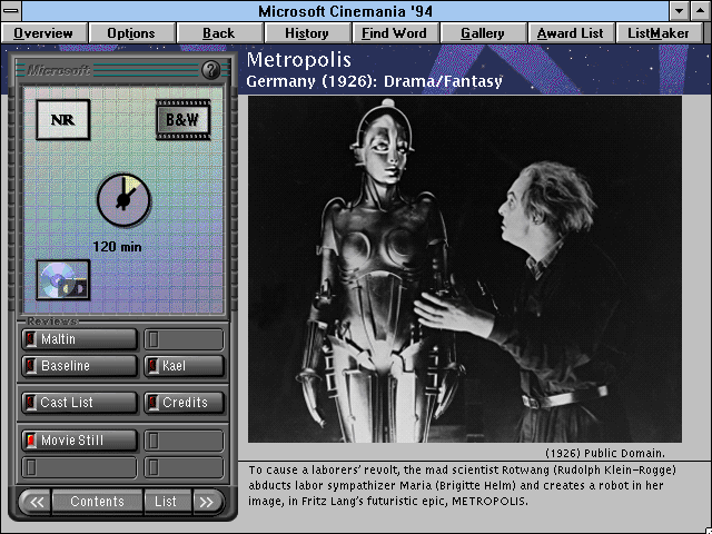 Gameplay of Microsoft Cinemania '94