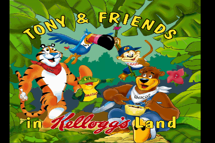 Title screen of Tony & Friends in Kellogg's Land