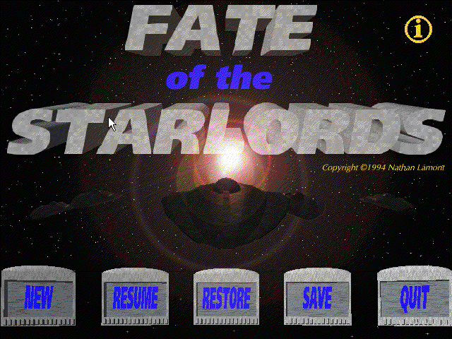 Title screen of Fate of the Starlords