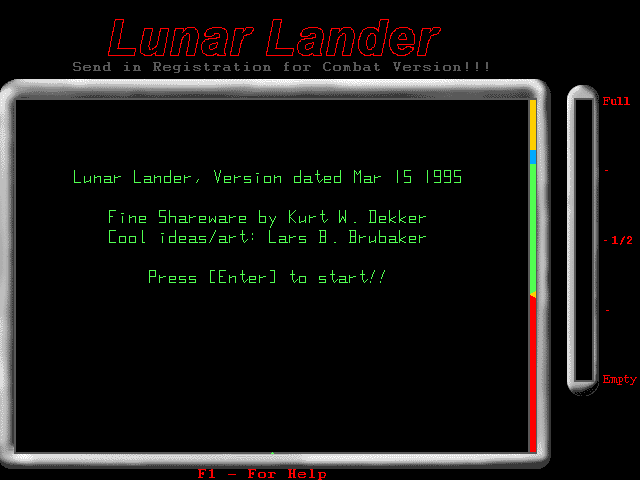 Title screen of Lunar Lander