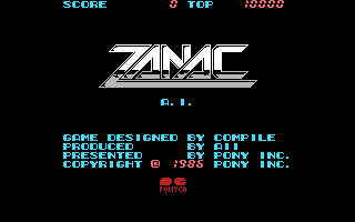Title screen of Zanac