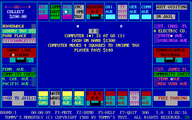 Gameplay of Tommy's Monopoly
