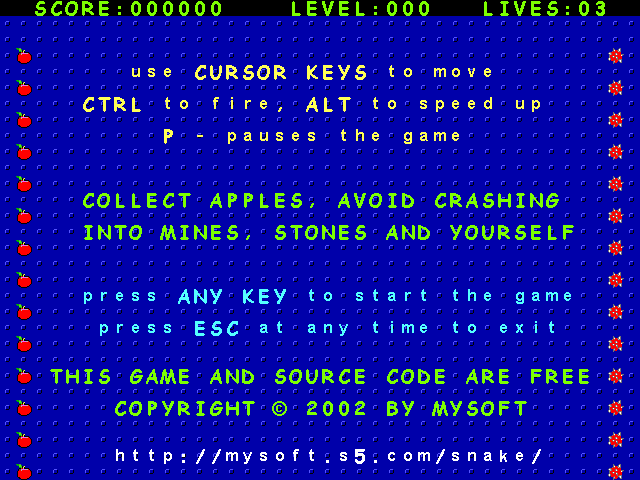 Title screen of Firing Snake