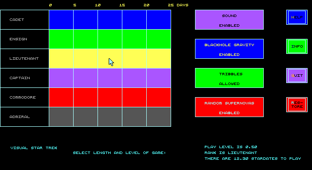 Title screen of Visual Star Trek