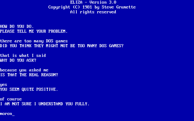 Gameplay of Eliza (1981)