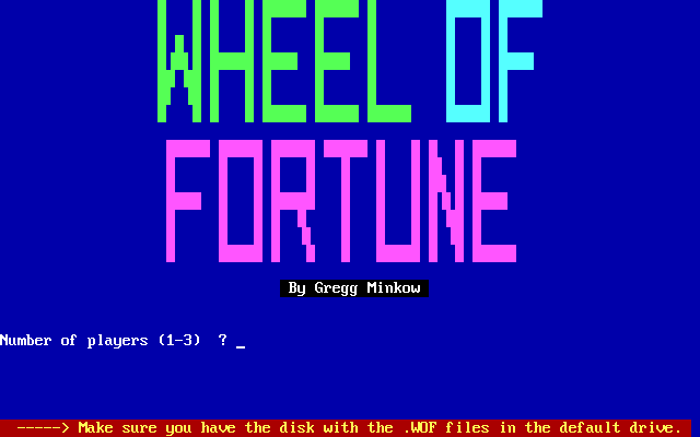 Title screen of Wheel of Fortune (1986)