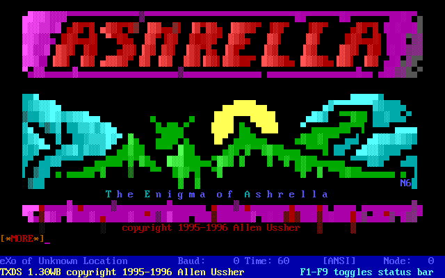 Title screen of The Enigma of Ashrella