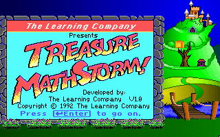 Title screen of Super Solvers Treasure MathStorm!