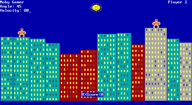 Gameplay of QBasic Gorillas