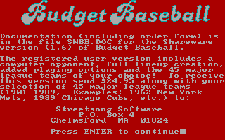 Title screen of Budget Baseball