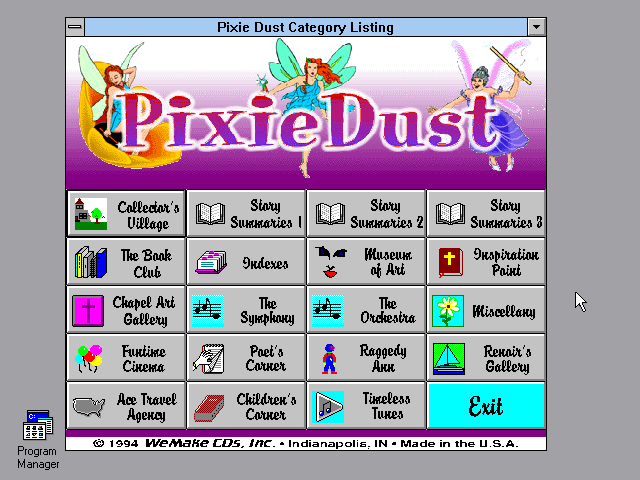 Title screen of Pixie Dust