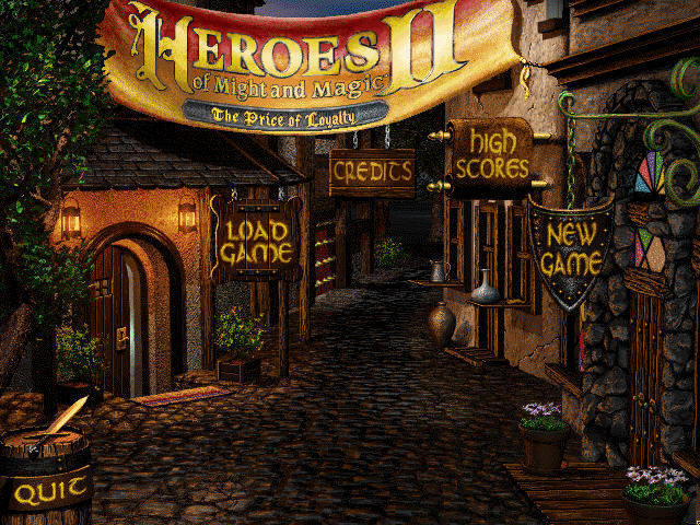 Title screen of Heroes of Might and Magic II: The Price of Loyalty