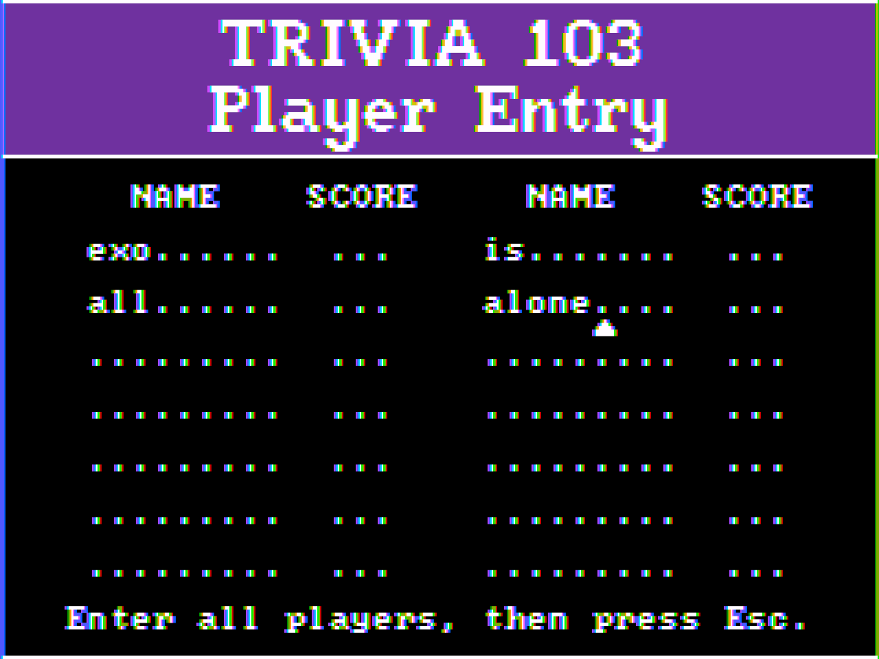 Gameplay of Trivia 103: Challenges for Young People