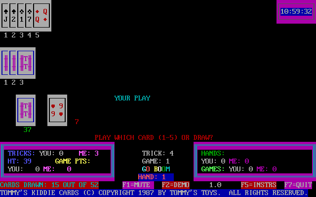 Gameplay of Tommy's Kiddie Cards