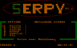 Title screen of Serpy