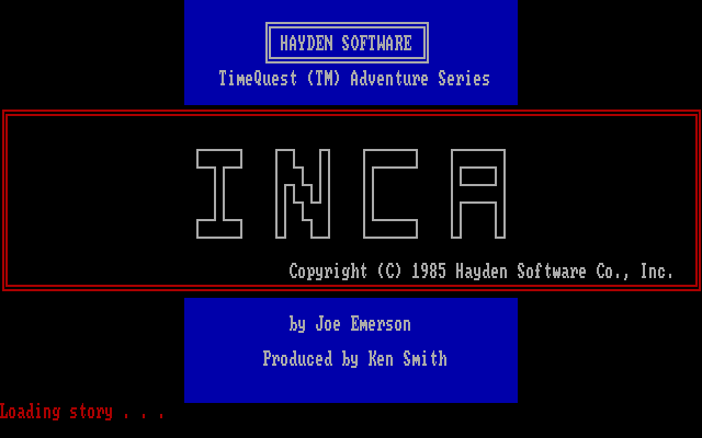 Title screen of Inca (1985)