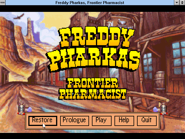 Title screen of Freddy Pharkas: Frontier Pharmacist