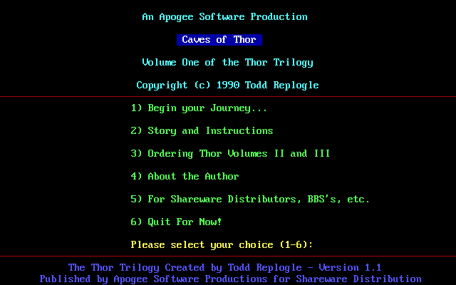 Title screen of The Thor Trilogy