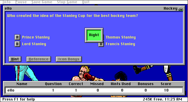 Gameplay of Sports Trivia
