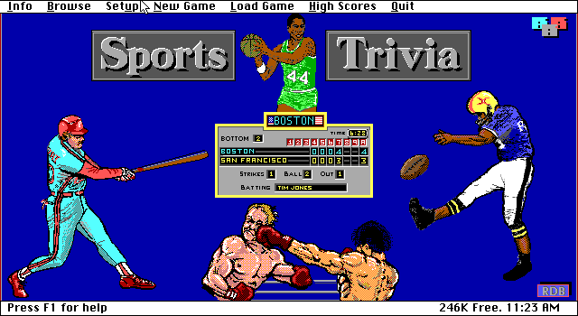 Title screen of Sports Trivia