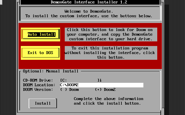 Title screen of Demon Gate: 666 New Levels for Doom & Doom II