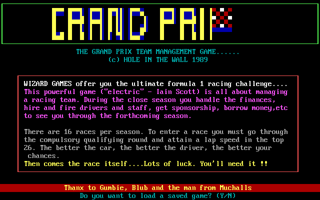 Title screen of Grand Prix
