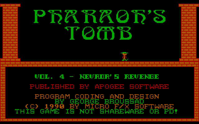 Title screen of Pharaoh's Tomb