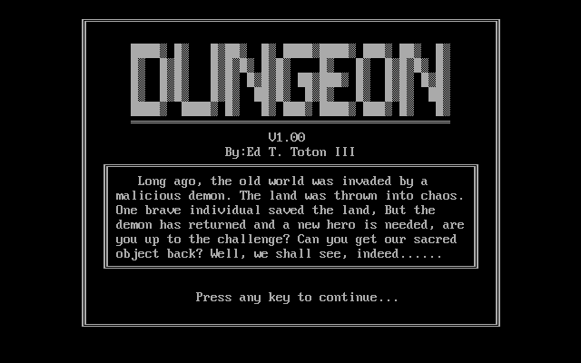 Title screen of Dungeon (1990)