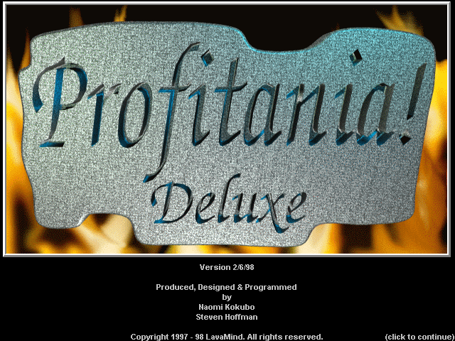 Title screen of Profitania Deluxe