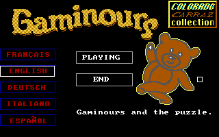 Title screen of Gaminours and the Puzzle