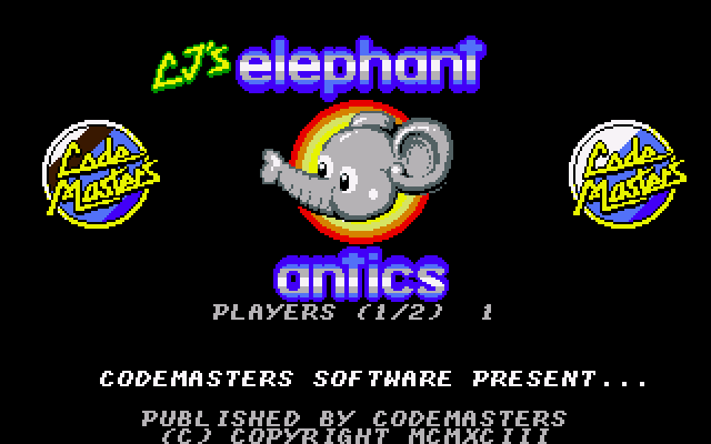 Title screen of CJ's Elephant Antics