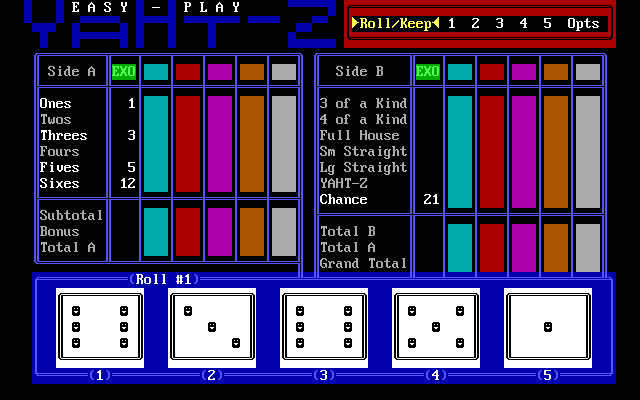 Gameplay of Easy-Play Yaht-Z