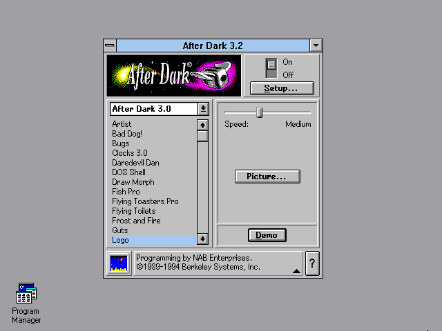 Title screen of After Dark 3.2
