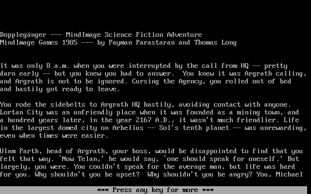 Title screen of Doppleganger