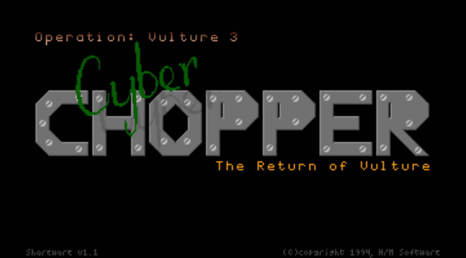 Title screen of Operation Vulture III: Cyber Chopper