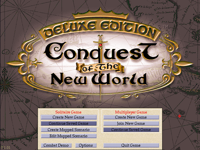 Title screen of Conquest of the New World: Deluxe Edition