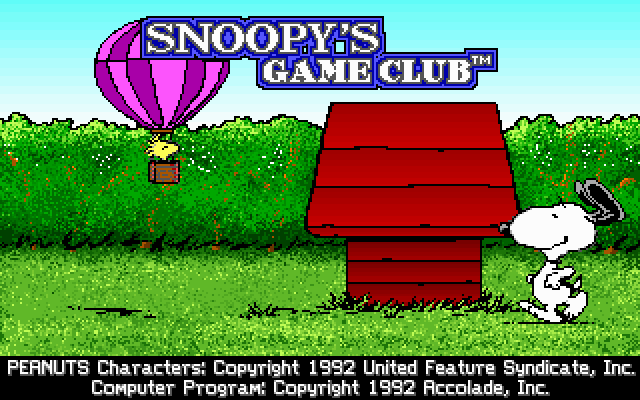 Title screen of Snoopy's Game Club