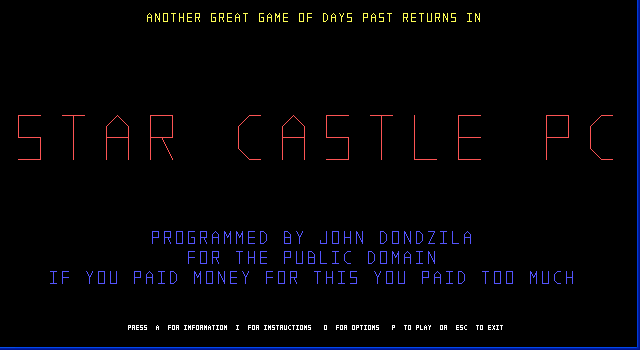 Title screen of Star Castle PC