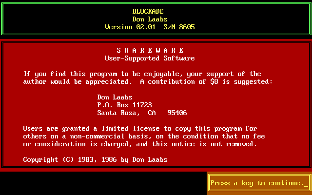 Title screen of Blockade