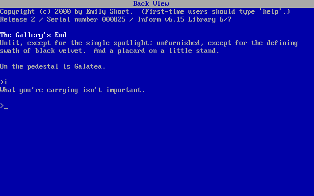 Title screen of Galatea
