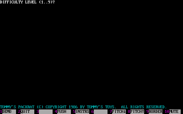 Title screen of Tommy's Packrat