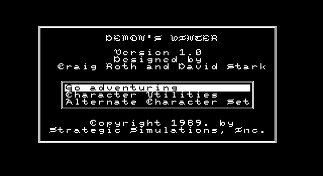 Title screen of Demon's Winter
